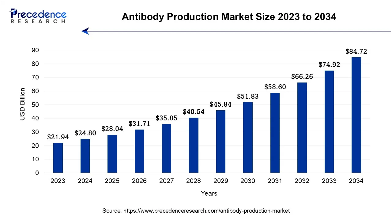 Antibody Production Market Size 2024 to 2034