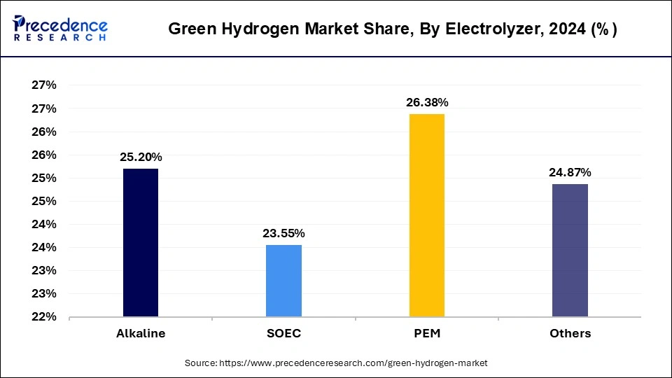 Green Hydrogen Market Share, By Electrolyzer, 2024 (%)