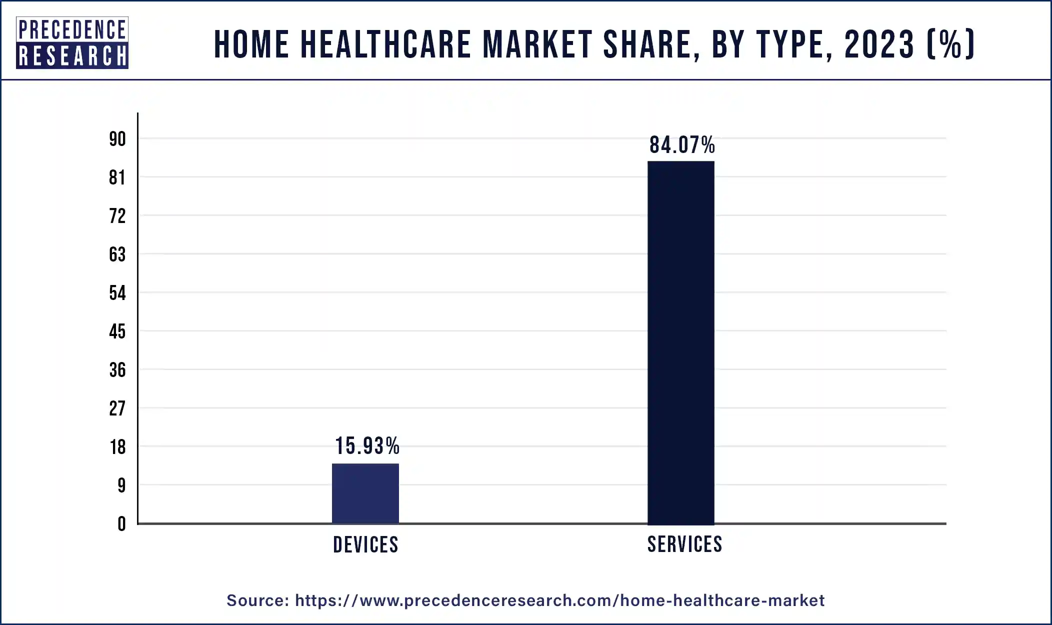 Home Healthcare Market Share, By Type, 2023 (%)
