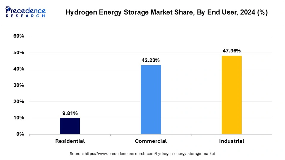 Hydrogen Energy Storage Market Share, By End User, 2024 (%)