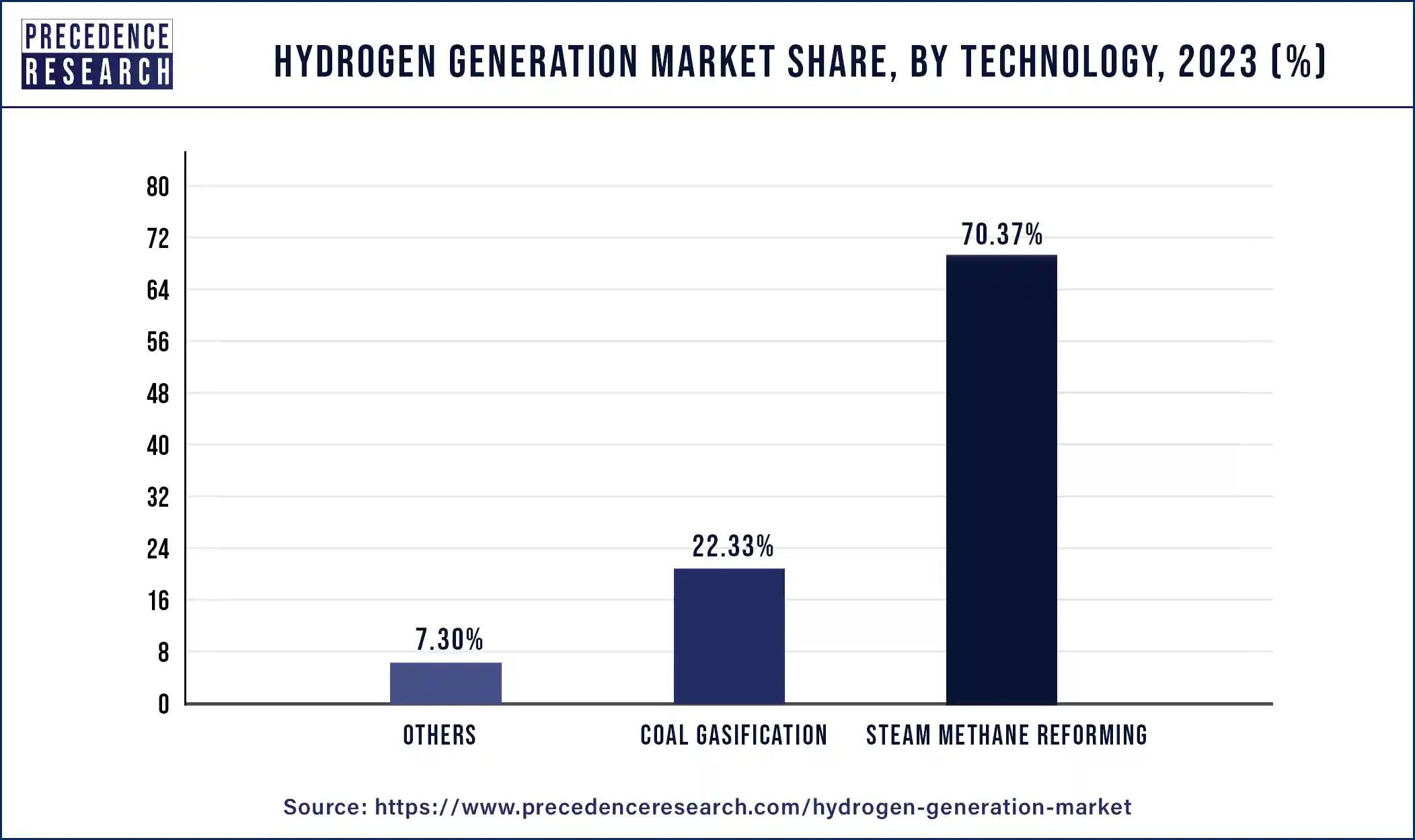 Hydrogen Generation Market Share, By Technology, 2023 (%)